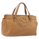 GUCCI Interlocking Hand Bag Leather Brown Gold 121551 Auth 205024-1