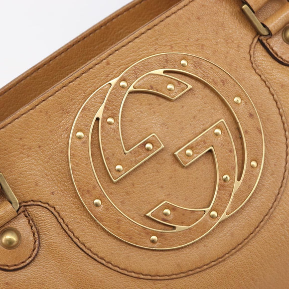 GUCCI Interlocking Hand Bag Leather Brown Gold 121551 Auth 205024