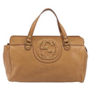 GUCCI Interlocking Hand Bag Leather Brown Gold 121551 Auth 205024-13