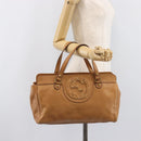 GUCCI Interlocking Hand Bag Leather Brown Gold 121551 Auth 205024-26