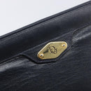 Christian Dior Honeycomb Canvas Clutch Bag PVC Leather Navy Gold Auth 205025A-8