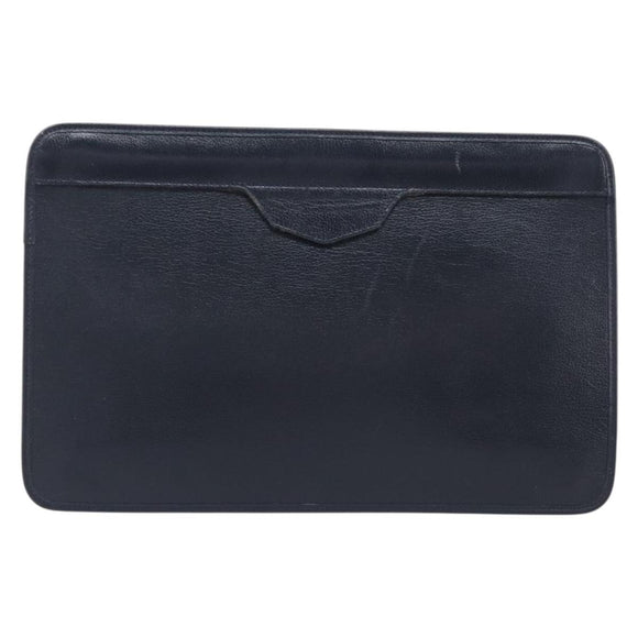 Christian Dior Honeycomb Canvas Clutch Bag PVC Leather Navy Gold Auth 205025A