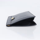 Christian Dior Honeycomb Canvas Clutch Bag PVC Leather Navy Gold Auth 205025A-4