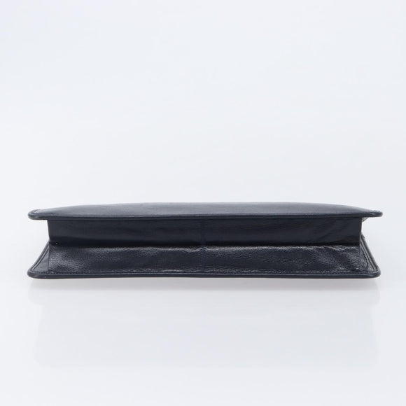 Christian Dior Honeycomb Canvas Clutch Bag PVC Leather Navy Gold Auth 205025A