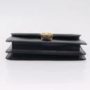 GUCCI Shoulder Bag Leather Navy Gold Auth 205027-10