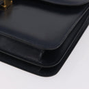GUCCI Shoulder Bag Leather Navy Gold Auth 205027-12