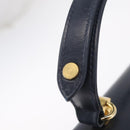 GUCCI Shoulder Bag Leather Navy Gold Auth 205027-15