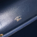 GUCCI Shoulder Bag Leather Navy Gold Auth 205027-18