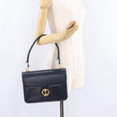 GUCCI Shoulder Bag Leather Navy Gold Auth 205027-27