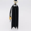 GUCCI Shoulder Bag Leather Navy Gold Auth 205027-5