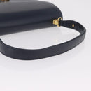 GUCCI Shoulder Bag Leather Navy Gold Auth 205027-8