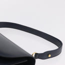 GUCCI Shoulder Bag Leather Navy Gold Auth 205027-9