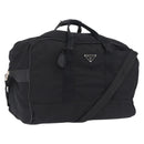 PRADA Boston Bag Nylon 2way Black Silver Auth 205032-1
