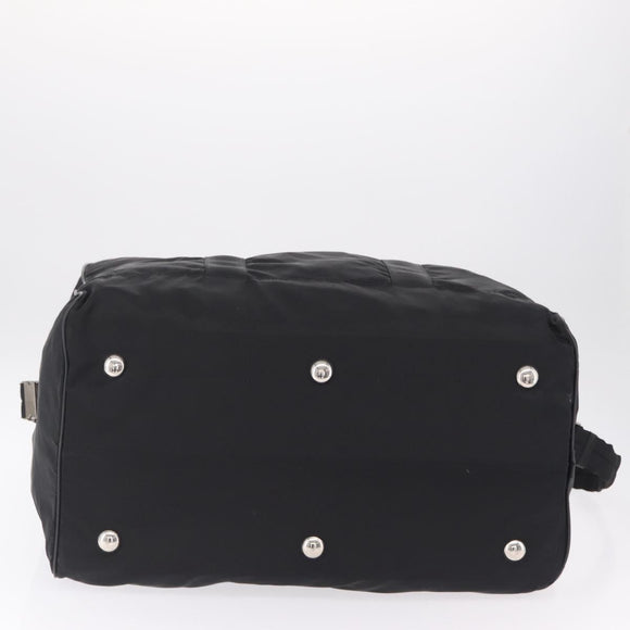 PRADA Boston Bag Nylon 2way Black Silver Auth 205032