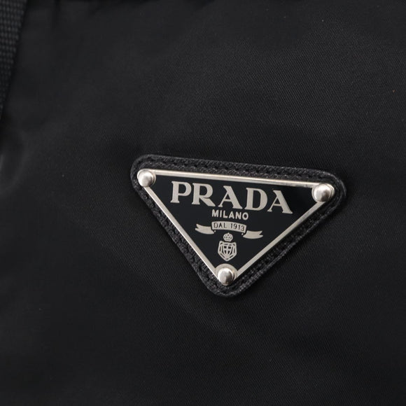 PRADA Boston Bag Nylon 2way Black Silver Auth 205032