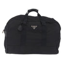 PRADA Boston Bag Nylon 2way Black Silver Auth 205032-2