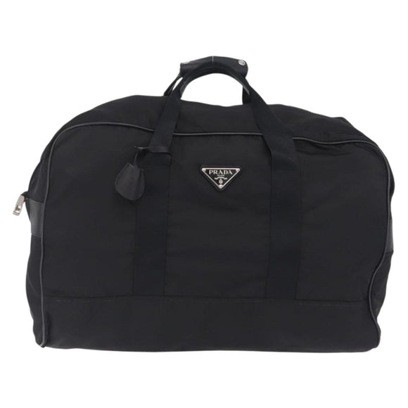 PRADA Boston Bag Nylon 2way Black Silver Auth 205032