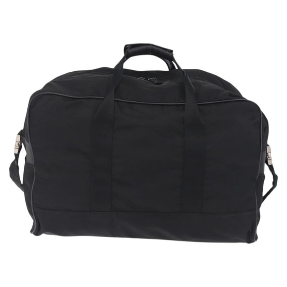 PRADA Boston Bag Nylon 2way Black Silver Auth 205032