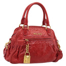 Miu Miu Hand Bag Leather 2way Red Gold Auth 205034V-1