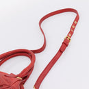 Miu Miu Hand Bag Leather 2way Red Gold Auth 205034V-9