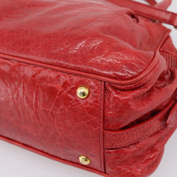 Miu Miu Hand Bag Leather 2way Red Gold Auth 205034V
