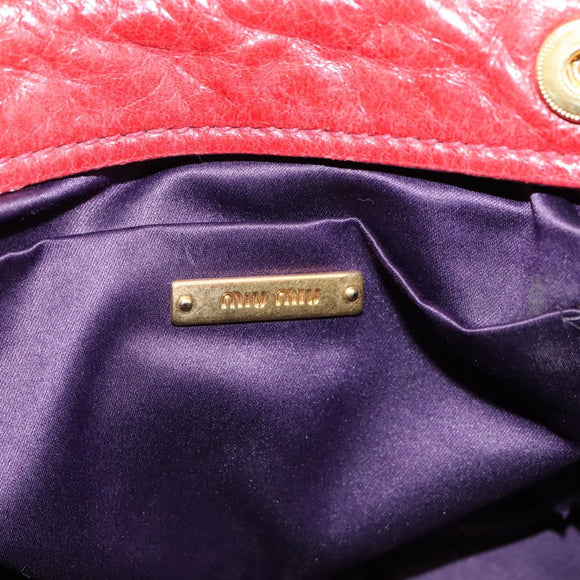 Miu Miu Hand Bag Leather 2way Red Gold Auth 205034V