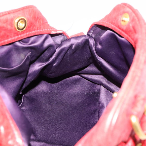 Miu Miu Hand Bag Leather 2way Red Gold Auth 205034V