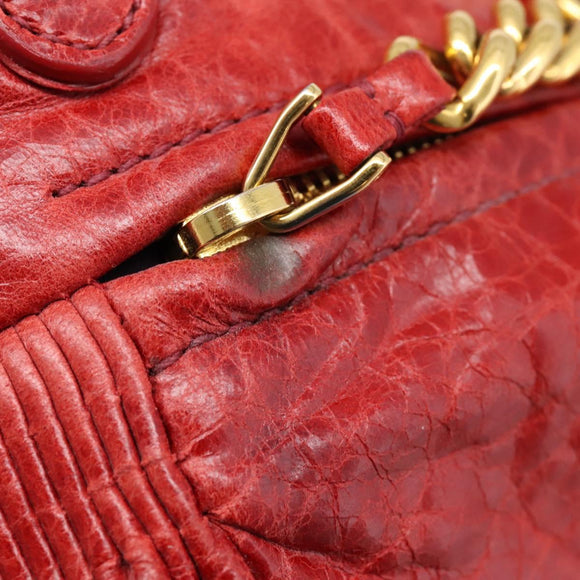 Miu Miu Hand Bag Leather 2way Red Gold Auth 205034V