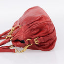 Miu Miu Hand Bag Leather 2way Red Gold Auth 205034V-3