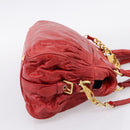Miu Miu Hand Bag Leather 2way Red Gold Auth 205034V-4