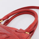 Miu Miu Hand Bag Leather 2way Red Gold Auth 205034V-14
