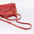 Miu Miu Hand Bag Leather 2way Red Gold Auth 205034V-8