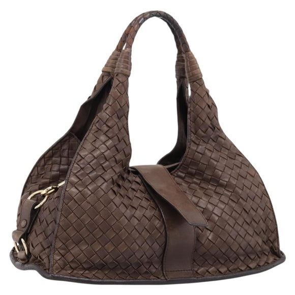 Bottega Veneta INTRECCIATO Hand Bag Leather Brown Gold 113087 Auth 205035V