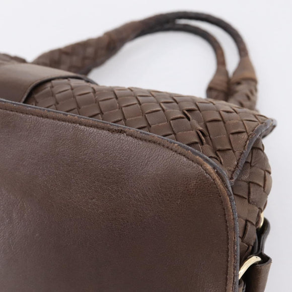 Bottega Veneta INTRECCIATO Hand Bag Leather Brown Gold 113087 Auth 205035V