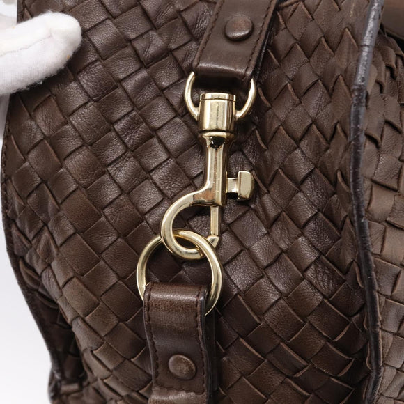 Bottega Veneta INTRECCIATO Hand Bag Leather Brown Gold 113087 Auth 205035V