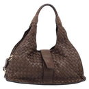 Bottega Veneta INTRECCIATO Hand Bag Leather Brown Gold 113087 Auth 205035V-13