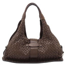 Bottega Veneta INTRECCIATO Hand Bag Leather Brown Gold 113087 Auth 205035V-2
