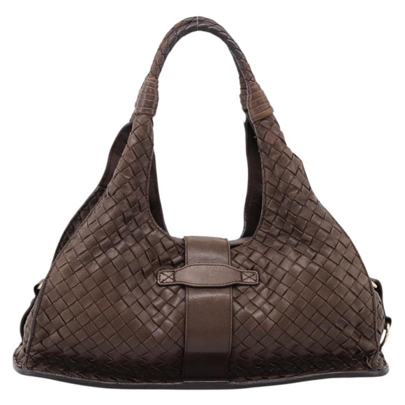 Bottega Veneta INTRECCIATO Hand Bag Leather Brown Gold 113087 Auth 205035V