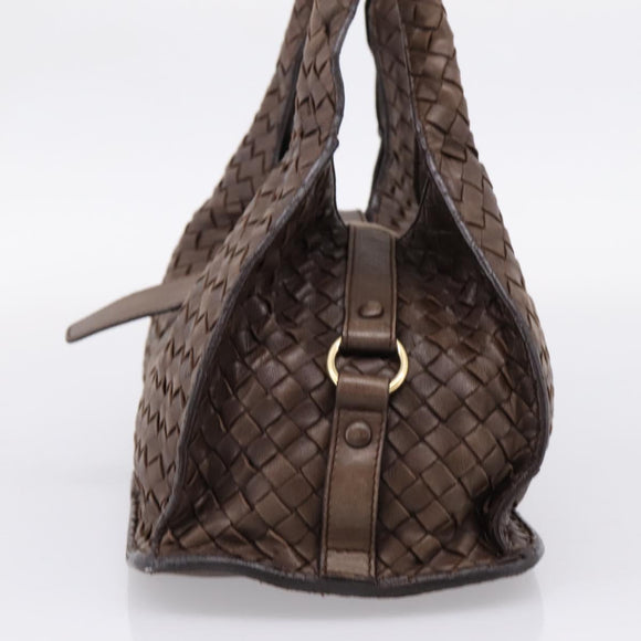 Bottega Veneta INTRECCIATO Hand Bag Leather Brown Gold 113087 Auth 205035V