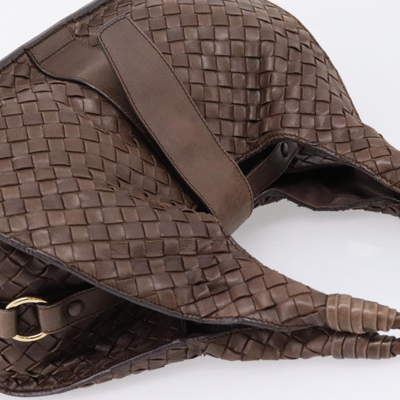Bottega Veneta INTRECCIATO Hand Bag Leather Brown Gold 113087 Auth 205035V