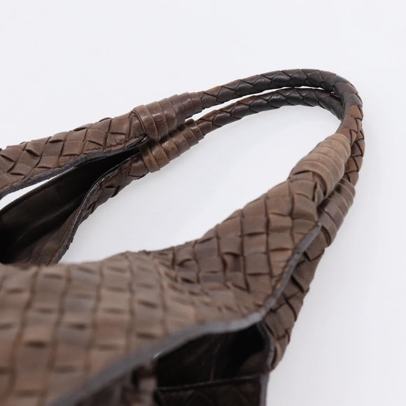 Bottega Veneta INTRECCIATO Hand Bag Leather Brown Gold 113087 Auth 205035V