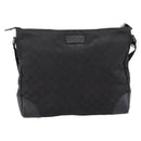 GUCCI GG Canvas Shoulder Bag Black Silver 110054 Auth 205037-13
