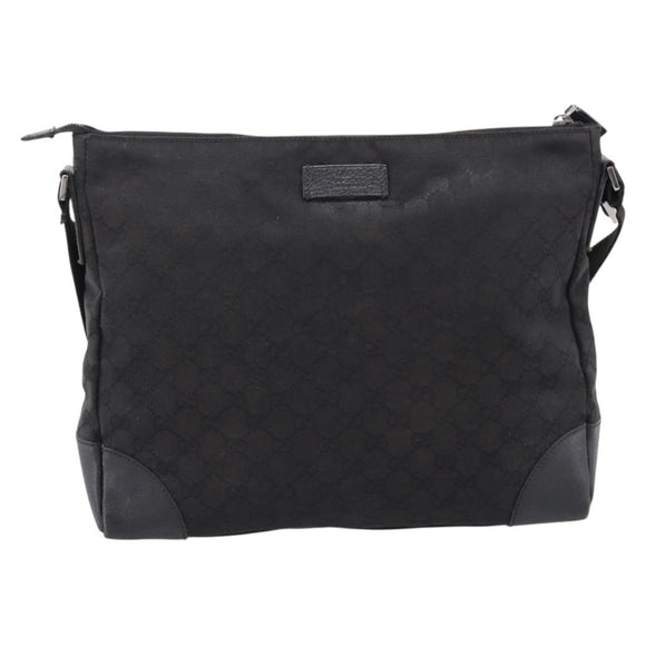 GUCCI GG Canvas Shoulder Bag Black Silver 110054 Auth 205037