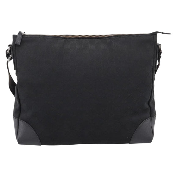 GUCCI GG Canvas Shoulder Bag Black Silver 110054 Auth 205037