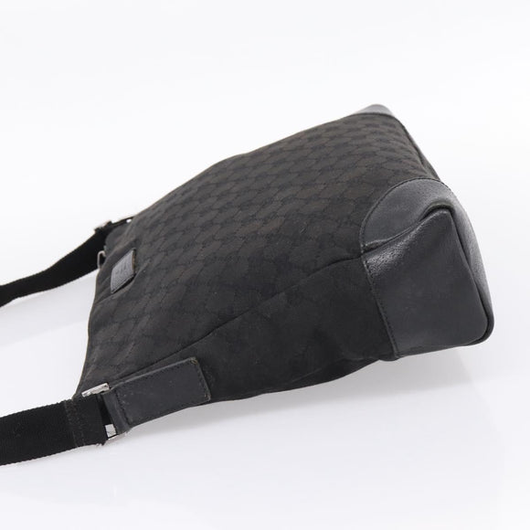 GUCCI GG Canvas Shoulder Bag Black Silver 110054 Auth 205037