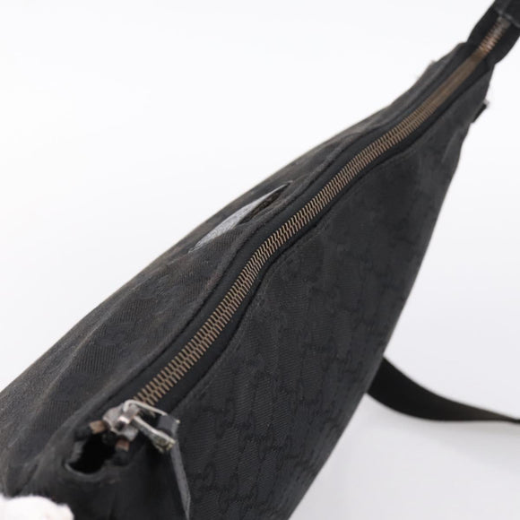 GUCCI GG Canvas Shoulder Bag Black Silver 110054 Auth 205037