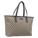 GUCCI GG Supreme Tote Bag PVC Beige Silver 211137 Auth 205038-1