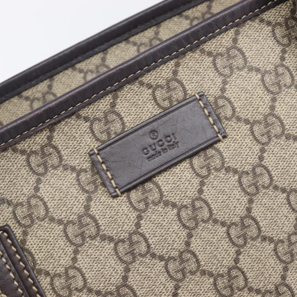 GUCCI GG Supreme Tote Bag PVC Beige Silver 211137 Auth 205038