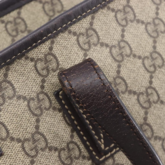 GUCCI GG Supreme Tote Bag PVC Beige Silver 211137 Auth 205038