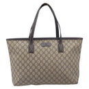 GUCCI GG Supreme Tote Bag PVC Beige Silver 211137 Auth 205038-2